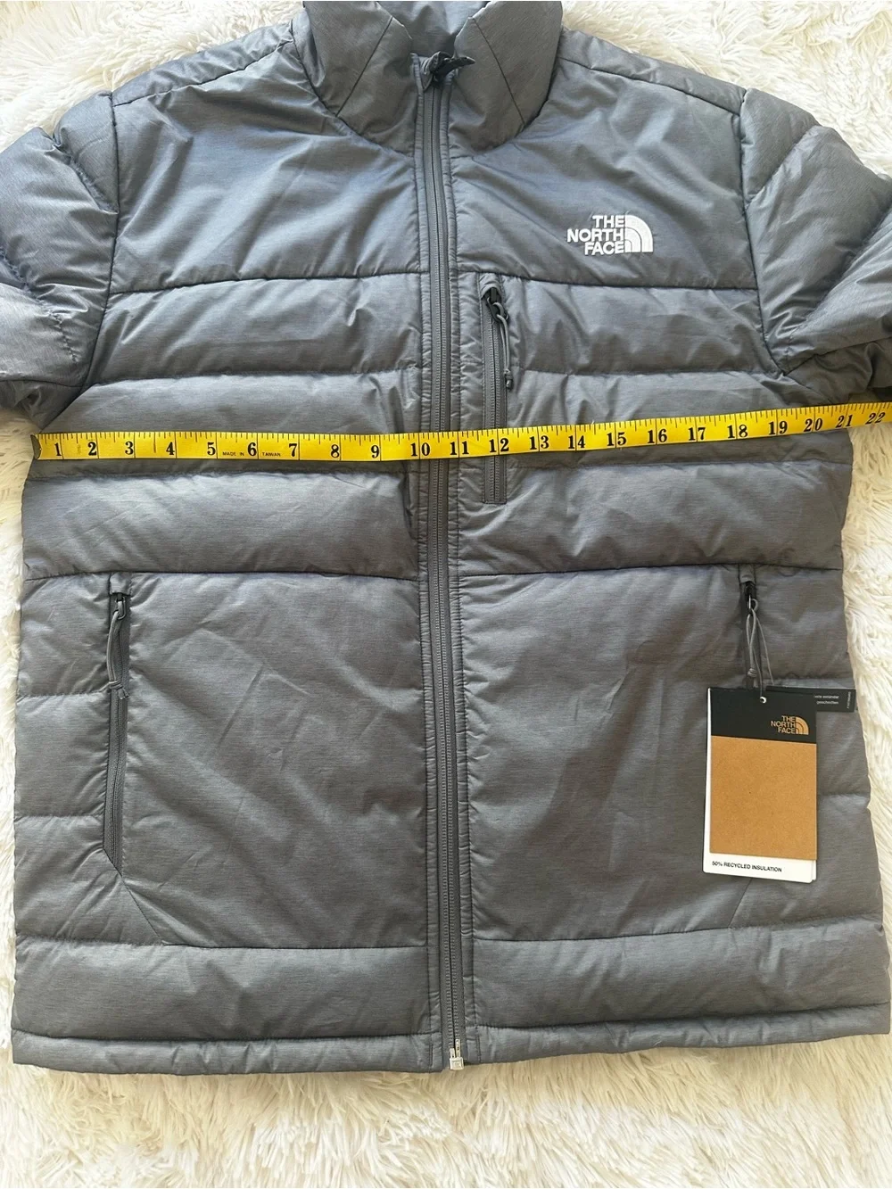 THE NORTH FACE Gray 550 Down Puffer Jacket Men's Small Full Zip Winter Coat NWT